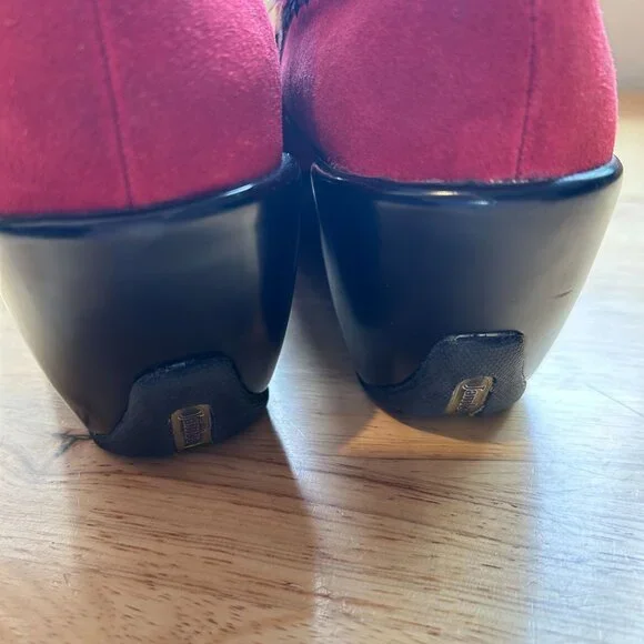 Jambu Womens Decorative Red Suede Black Fur Trim Shoes Sz 7 1/2 - Picture 3 of 9